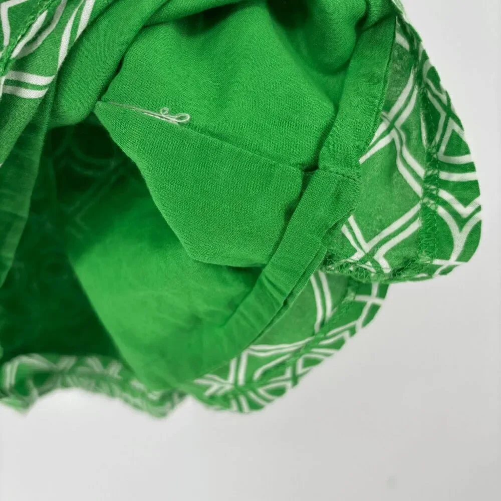 Janie and Jack Girls Green White Geometric One Shoulder Tank Shirt Size 4